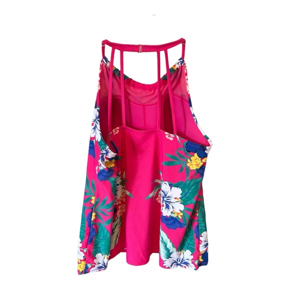 Swim by Cacique 2 Piece Bathing Suit Sz 24 TOP Sz 26 SKIRT Hot Pink Summer Flor… - Picture 4 of 15